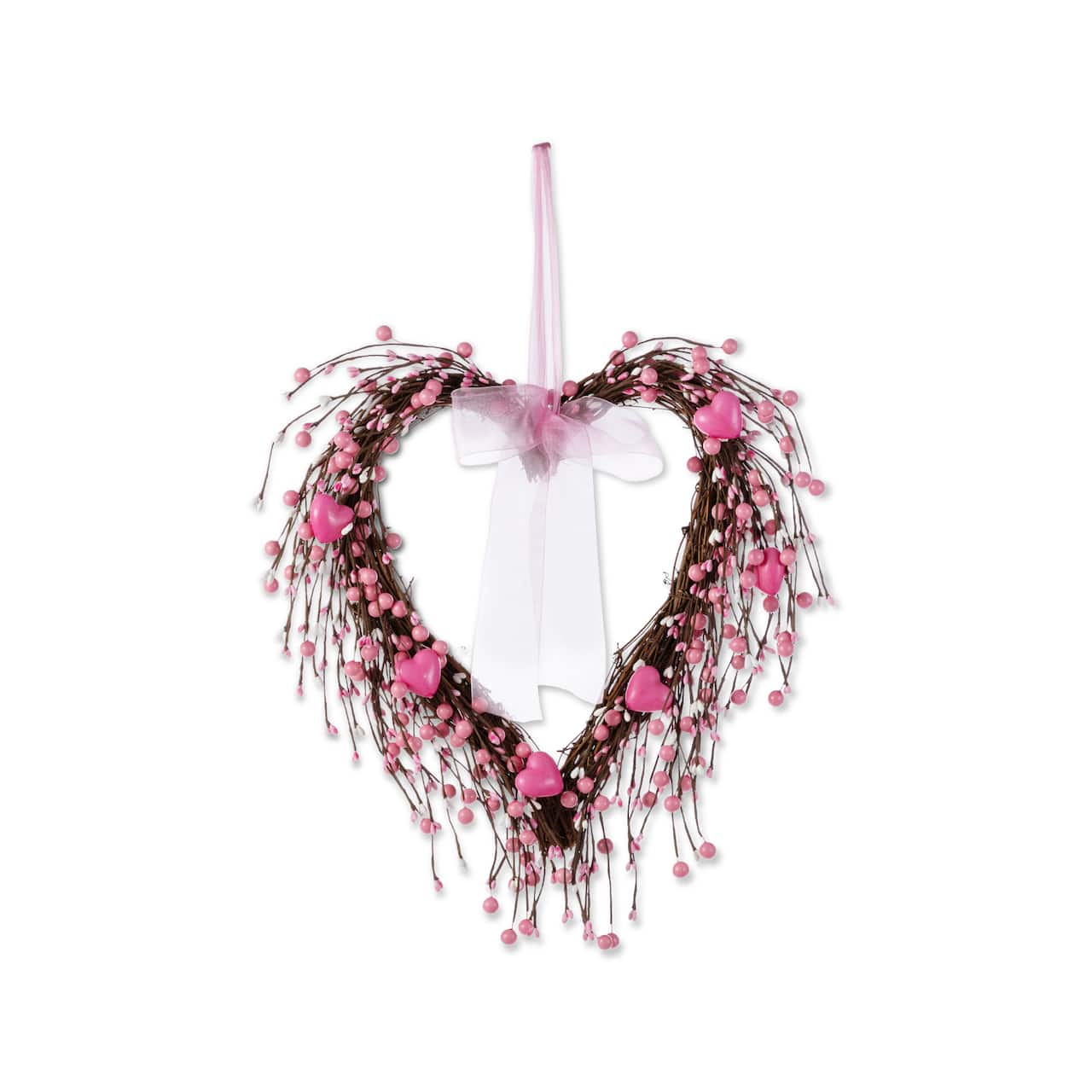 Glitzhome® 17" Valentine's Pink Berry Heart Wreath